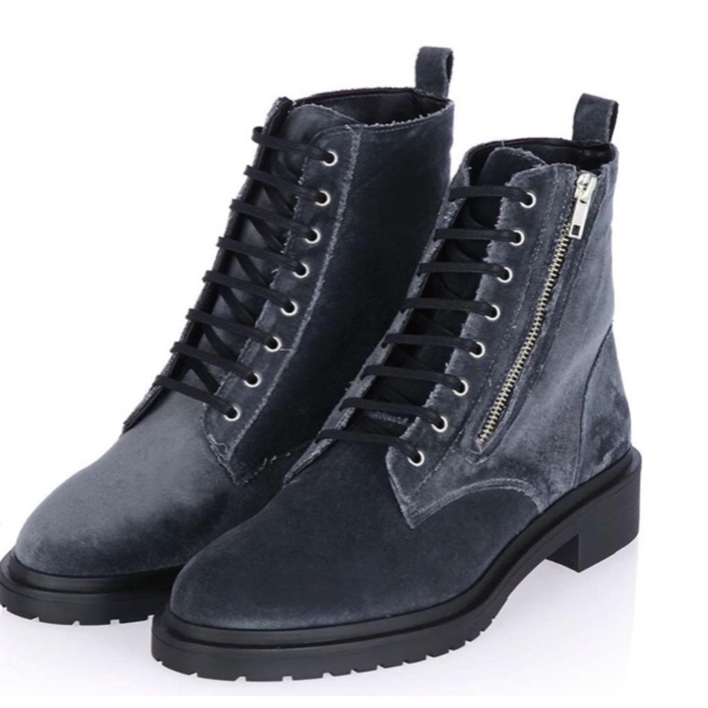 Topshop Gray Suede Combat Boots 37 or 7
